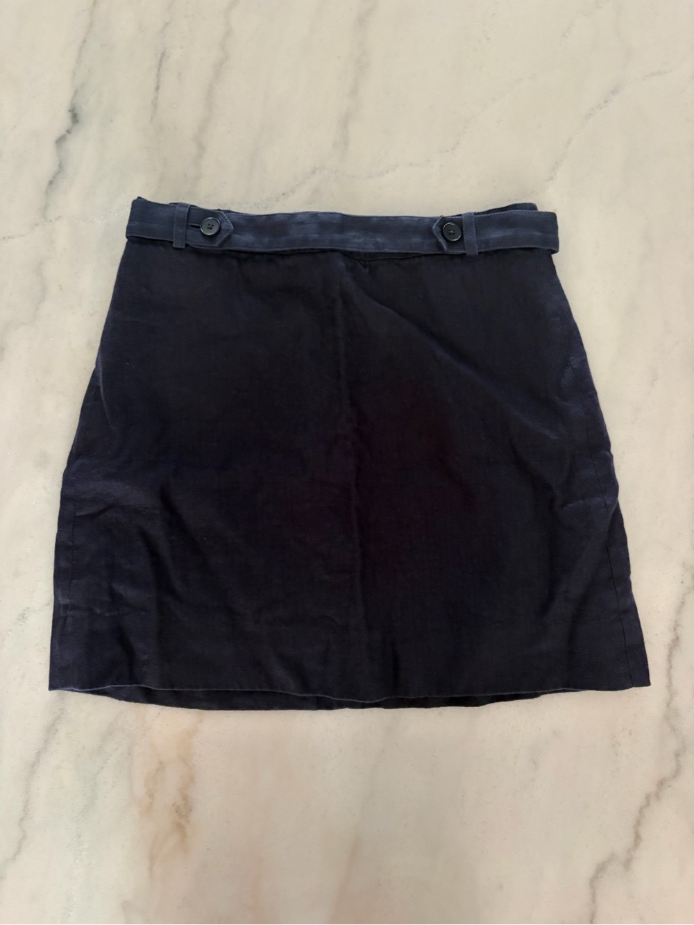 J. Crew Navy Mini Skirt with Buttoned Waistband - Size 4